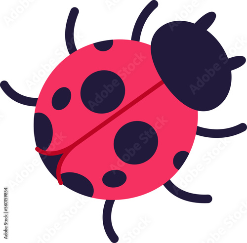 Cute cartoon ladybug beetle flat icon