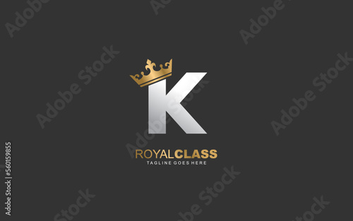K logo king and crown company. letter template vector illustration for your brand.