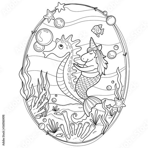 Unicorn Mermaid Coloring Page for Kids