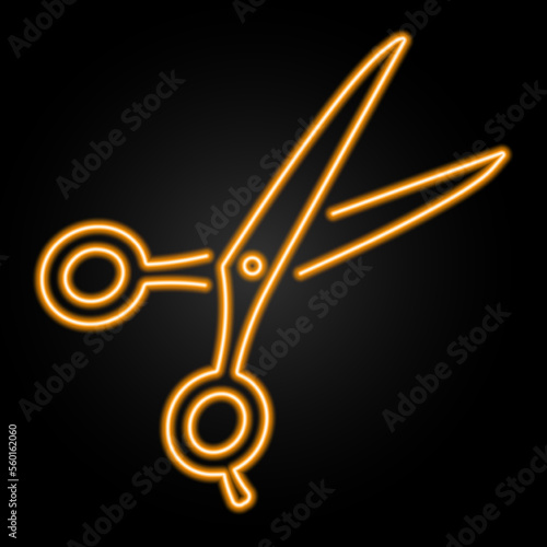 scissors neon sign, modern glowing banner design, colorful modern design trends on black background. Vector illustration.
