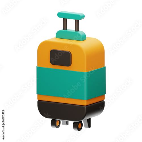 Premium Tourism suitcase icon 3d rendering on isolated background