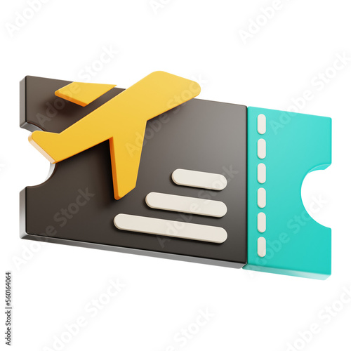 Premium  Tourism flight ticket icon 3d rendering on isolated background PNG