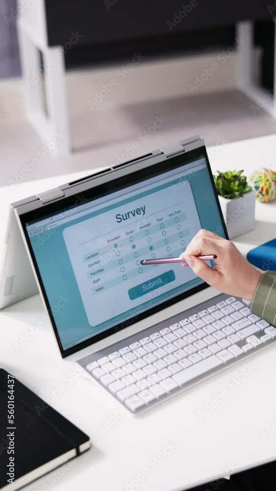 Businessperson Filling Online Survey Form Businessperson Filling Online Survey Form