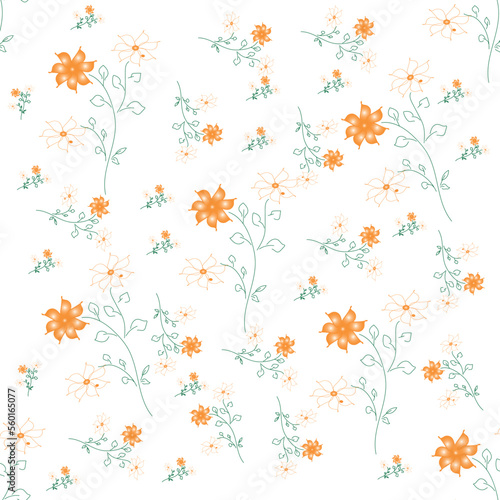 eamless spring patern with floral peach background © ShadovSkyCat