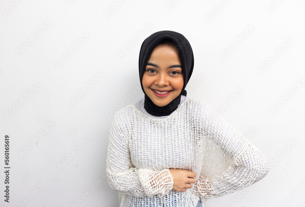 Portrait of hijab girl smiling. Pretty muslim girl. Beautiful asian ...
