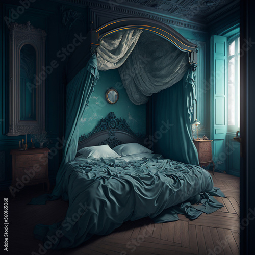 bedroom in the morning, medieval, rustic, generative ai