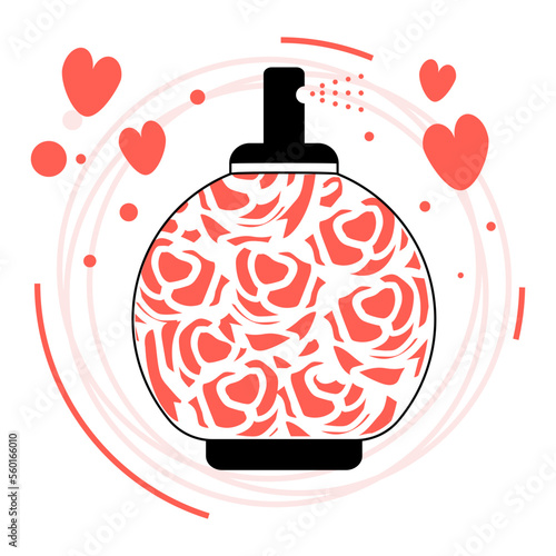 Perfume Bottle Vector Icon Design, Valentines Day Symbol, Love and Romance Sign, Friendship and Love sickness stock illustration, female fragrance gift concept