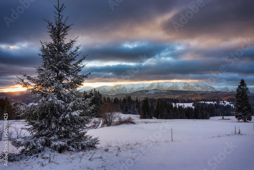 Winter landscape of Tatra Mountains at sunrise. Poland © Patryk Kosmider