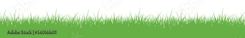 Simple flat green grass landscape silhouette isolated on a white background. Green lawn border. Vector illustration