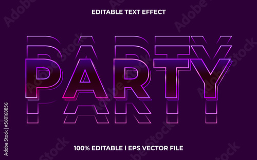 Party editable text effect, lettering typography font style, glitch 3d text for tittle