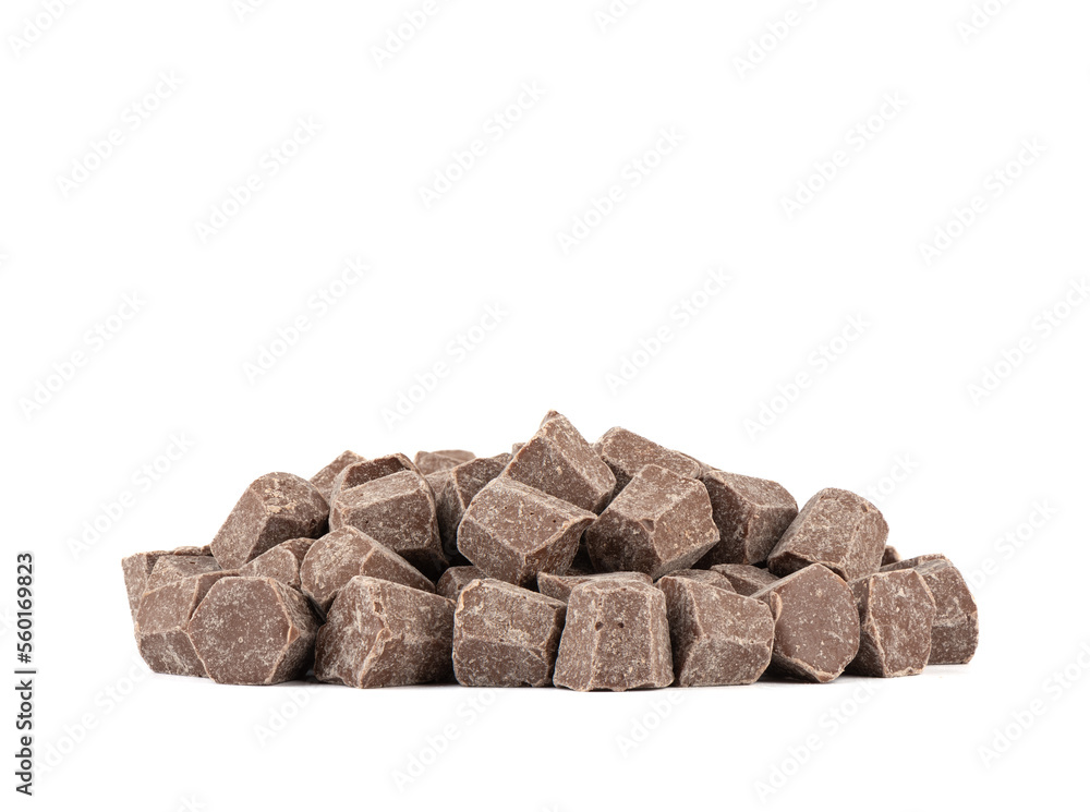 Heap of chocolate in the shape of diamonds isolated on white background. Heap of chocolate in the shape of diamonds isolated on white background.