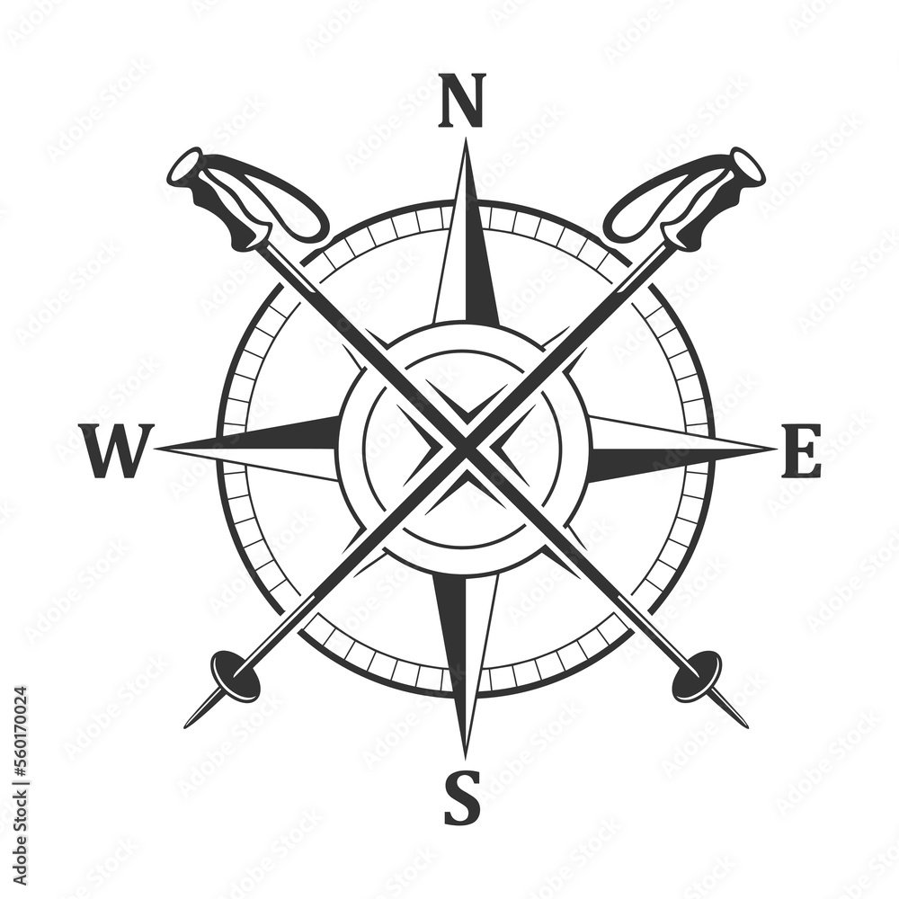 Ski Compass Illustration Clip Art Design Shape. Winter Sports Silhouette Icon Vector. Ski Compass Illustration Clip Art Design Shape. Winter Sports Silhouette Icon Vector.