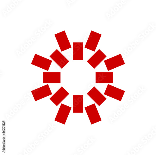 Red blocks makes a circle icon. red bricks mandala.