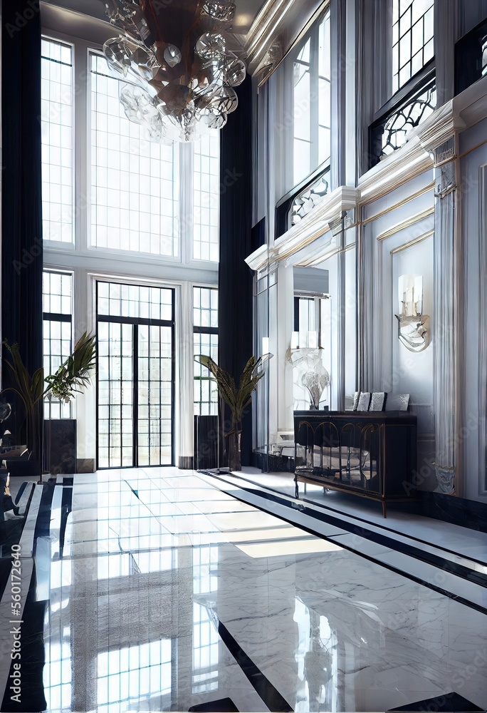 View of Stunning Lavish apartment interior design marble floor. AI generated ...