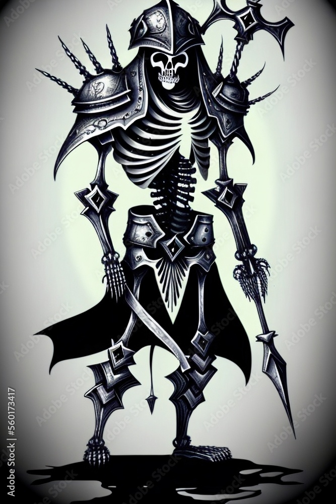 Fototapeta premium Leach necromancer skeleton warlock character. Generative AI