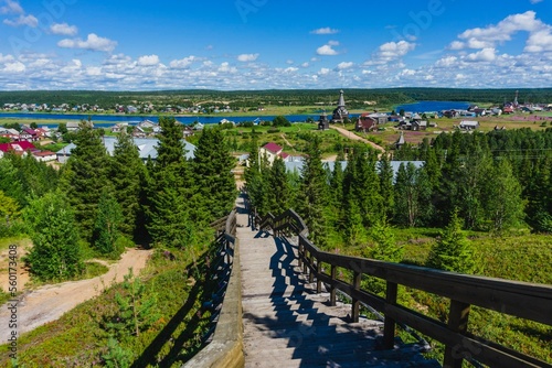 Village and river Varzuga Kola peninsula. Murmansk region photo