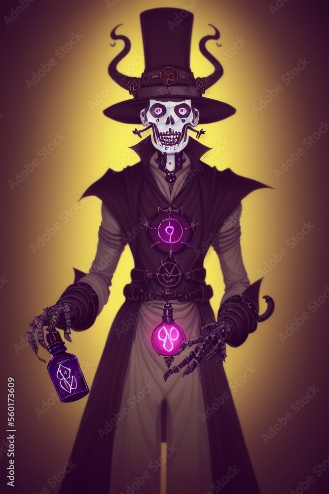 Leach necromancer skeleton warlock character. Generative AI Leach necromancer skeleton warlock character. Generative AI