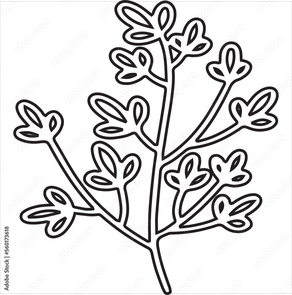 Vector, Image of flower plant icon, black and white color, with transparent background