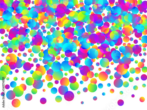 Glamour party confetti decoration vector background. Rainbow round particles fiesta decor. Surprise burst falling confetti. Prize event decoration illustration. Top view sequins.