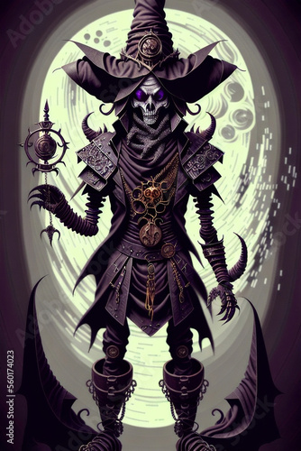 Leach necromancer skeleton warlock character. Generative AI