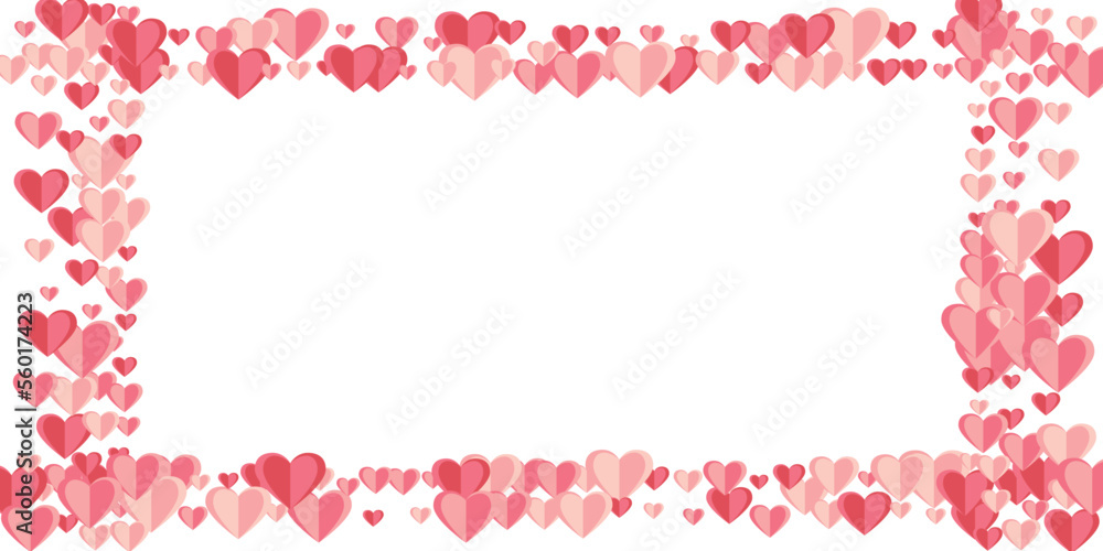 Papercut pink heart shapes confetti vector background. Wedding decorative elements. Poster