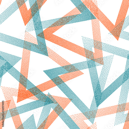 Geometric dotwork triangles vector seamless pattern design.
