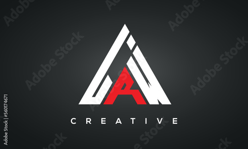 LRU monogram triangle logo design photo