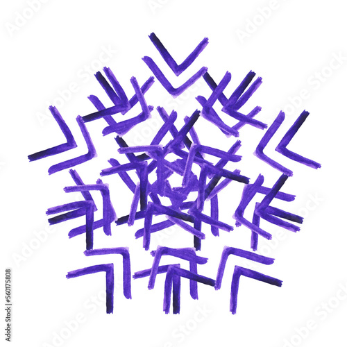 Abstract colorful shape. Vector illustration. Purple snowflake. Watercolor drawing.