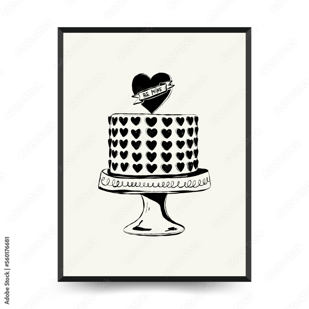 Modern Valentine's day vertical flyer or poster template. Love hand drawn trendy illustration. Modern Valentine's day vertical flyer or poster template. Love hand drawn trendy illustration.