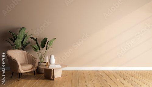 Fototapeta Naklejka Na Ścianę i Meble -  Living room interior, wall mockup, 3d render