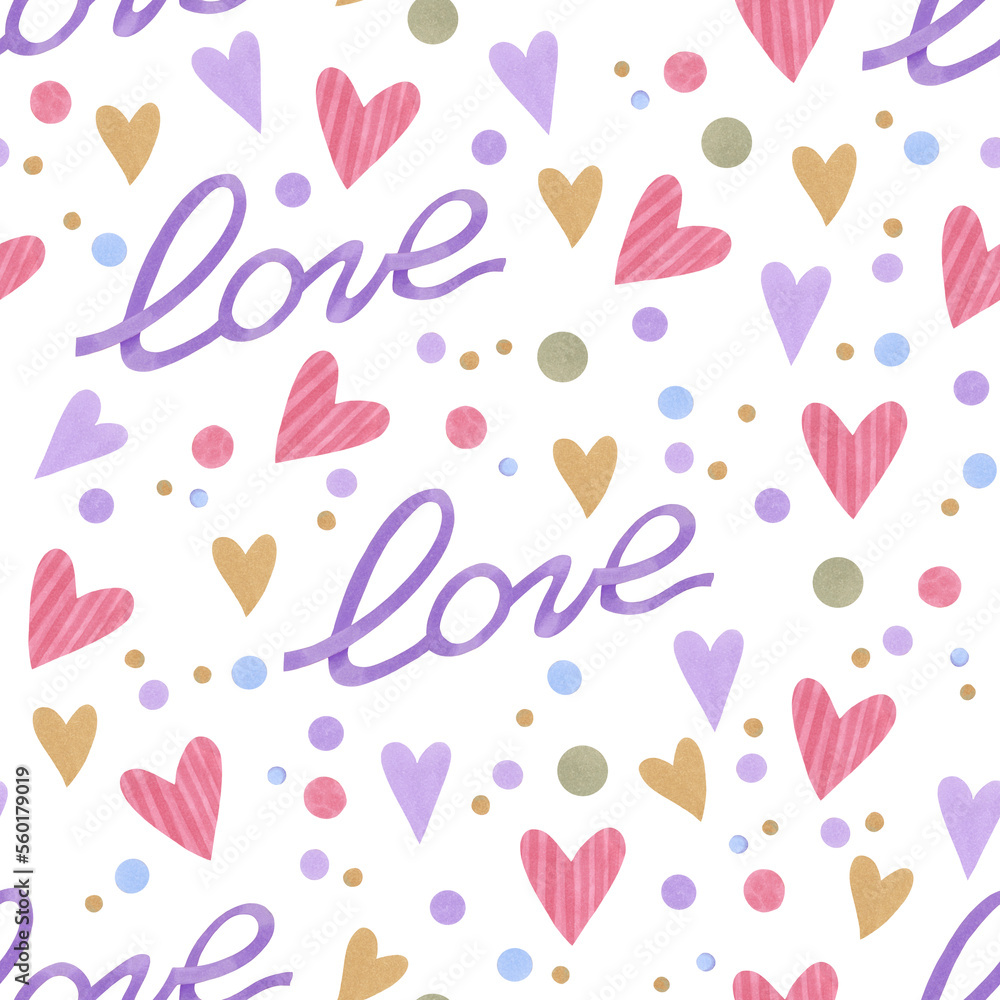 Pattern with hearts. Seamless background. Valentine's day. Drawn with markers
Pattern with hearts. Seamless background. Valentine's day. Drawn with markers