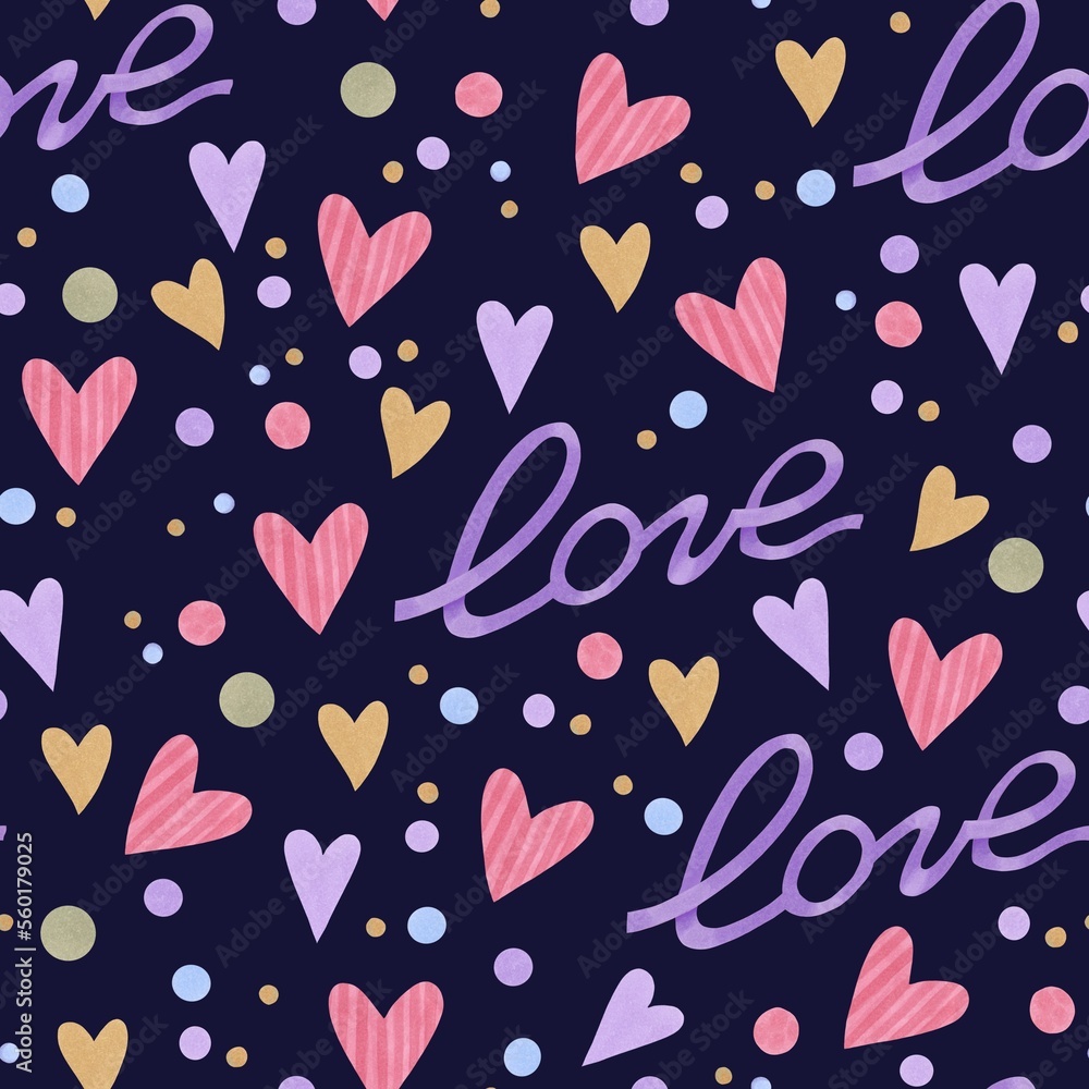 Seamless pattern of hearts. Background for Valentine's Day. Hand-drawn Seamless pattern of hearts. Background for Valentine's Day. Hand-drawn