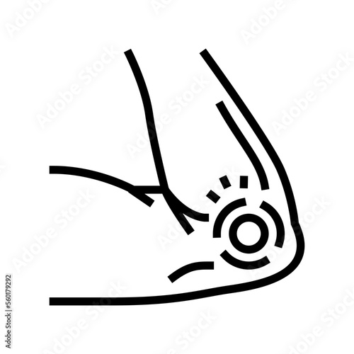 elbow pain body ache line icon vector. elbow pain body ache sign. isolated contour symbol black illustration