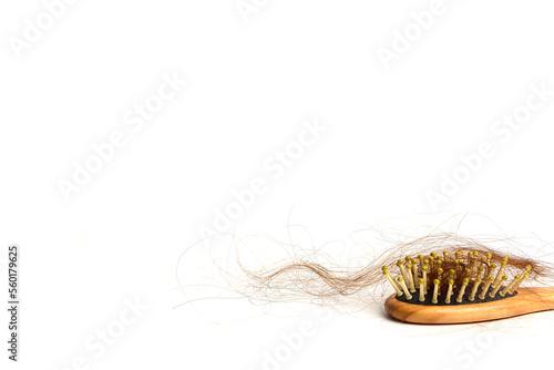 Hair loss  hair loss every day  serious problems and hair loss on a white background.