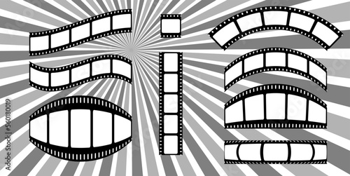 Set film strip blank. Various shapes and sizes. Vector illustration