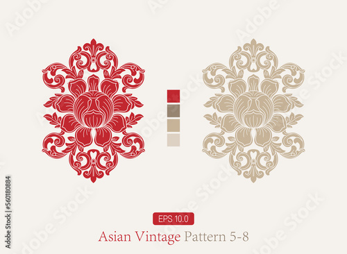 Asian Openwork Vintage Symmetrical Pattern - Oriental Pattern White Background