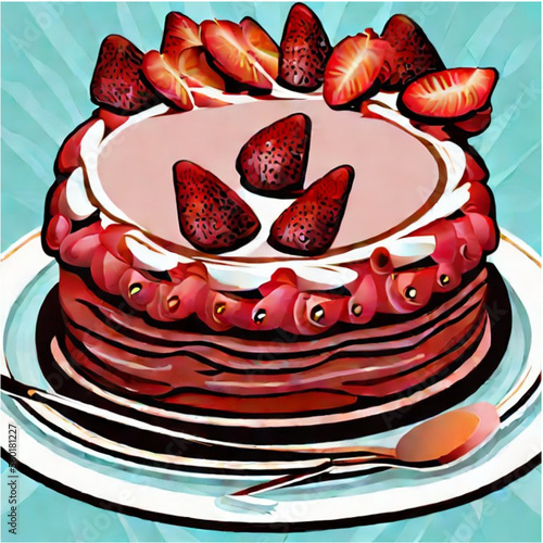Erdbeerkuchen mit Kaffee