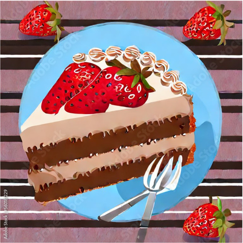 Erdbeerkuchen mit Kaffee