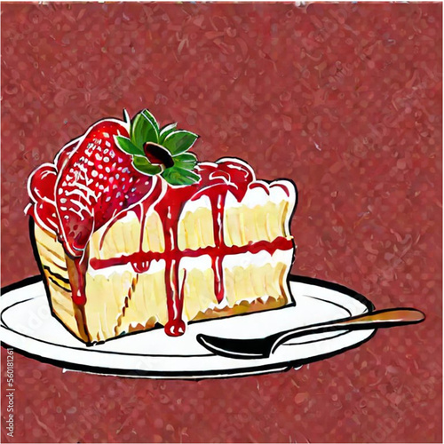 Erdbeerkuchen mit Kaffee