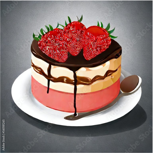 Erdbeerkuchen mit Kaffee