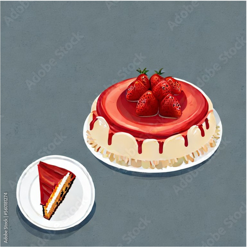 Erdbeerkuchen mit Kaffee