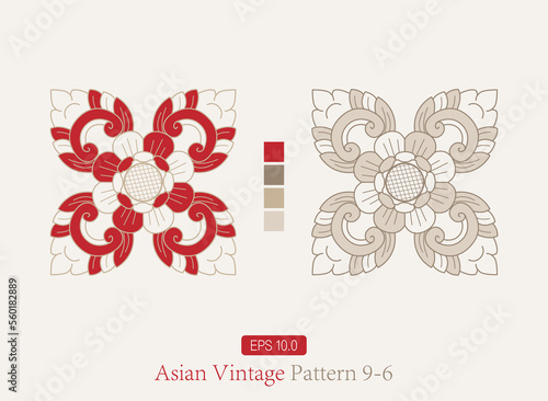 Asian Openwork Vintage Symmetrical Pattern - Oriental Pattern White Background