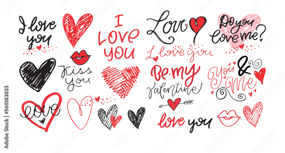 Love You Lettering Happy Valentine S Day Be Mine Lettering Hand
