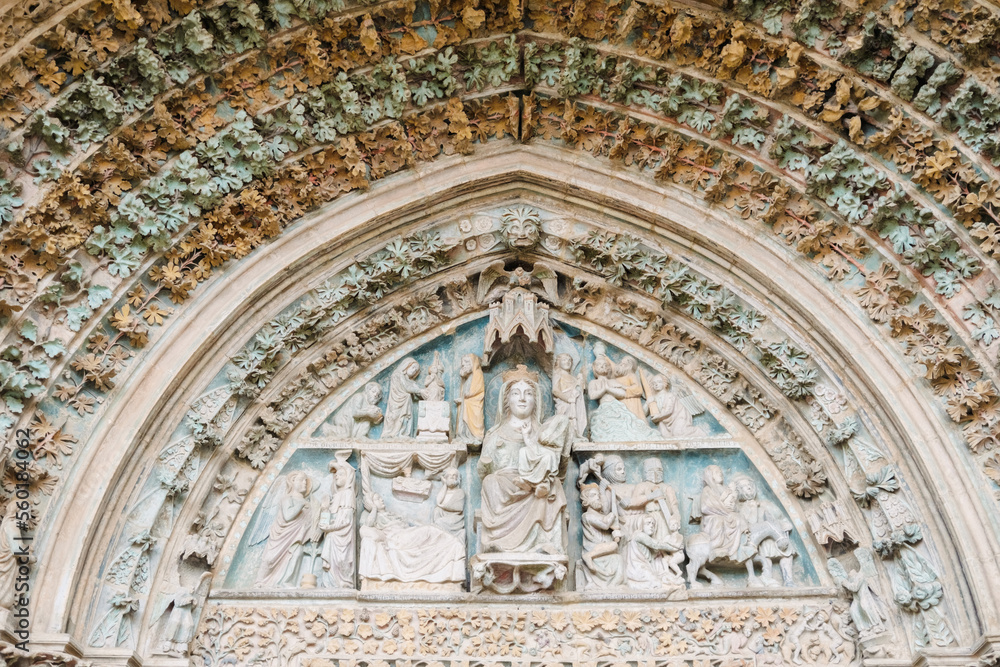 Detail of the main portico of the church of Santa Maria de la Real de Olite, Navarra. Detail of the main portico of the church of Santa Maria de la Real de Olite, Navarra.