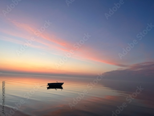 boat at sunset