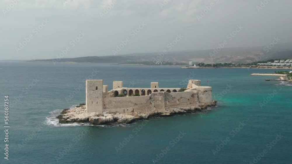 Maiden Castle View from a drone Mersin Turkey Silifke Erdemli Kizkalesi Maiden Castle View from a drone Mersin Turkey Silifke Erdemli Kizkalesi