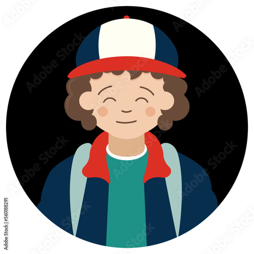 Illustration of a person, Boy Linart , stranger character flat illustration. stranger kids illustration