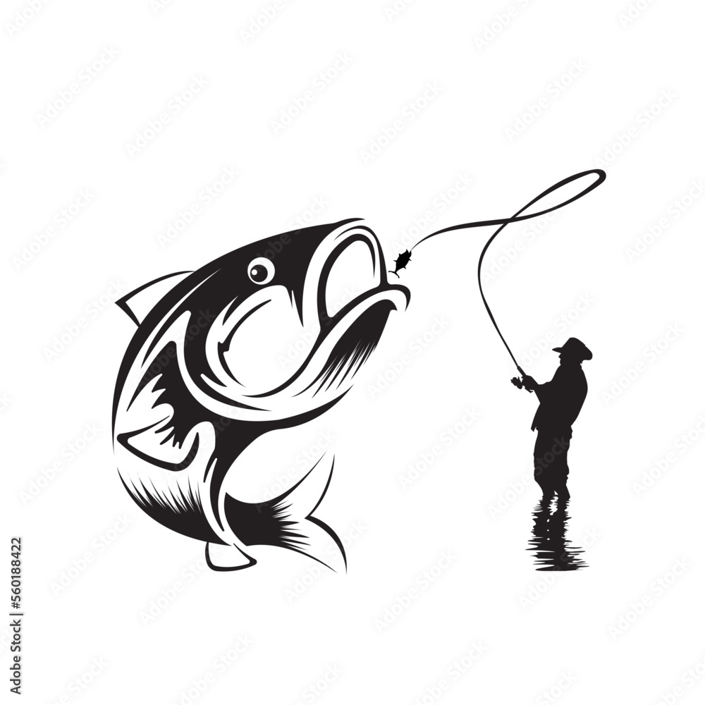 Fisherman catching fish SVG, fishing svg, fish hook svg png, Bass
