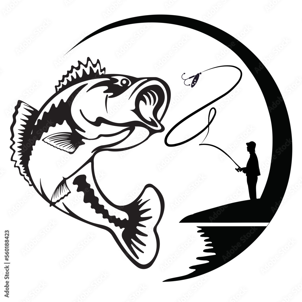 Fisherman catching fish SVG, fishing svg, fish hook svg png, Bass
