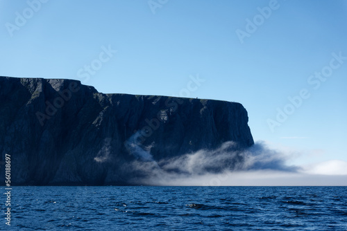 The northernmost tip of Europe large rock cliff of North Cape or Nordkapp on Mageroya island in Finnmark in Northern Norway.